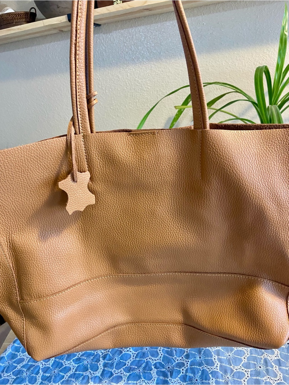 Borse In Pelle Tote Pebble Leather Tan Italy Inside Pocket Unstructured Soft